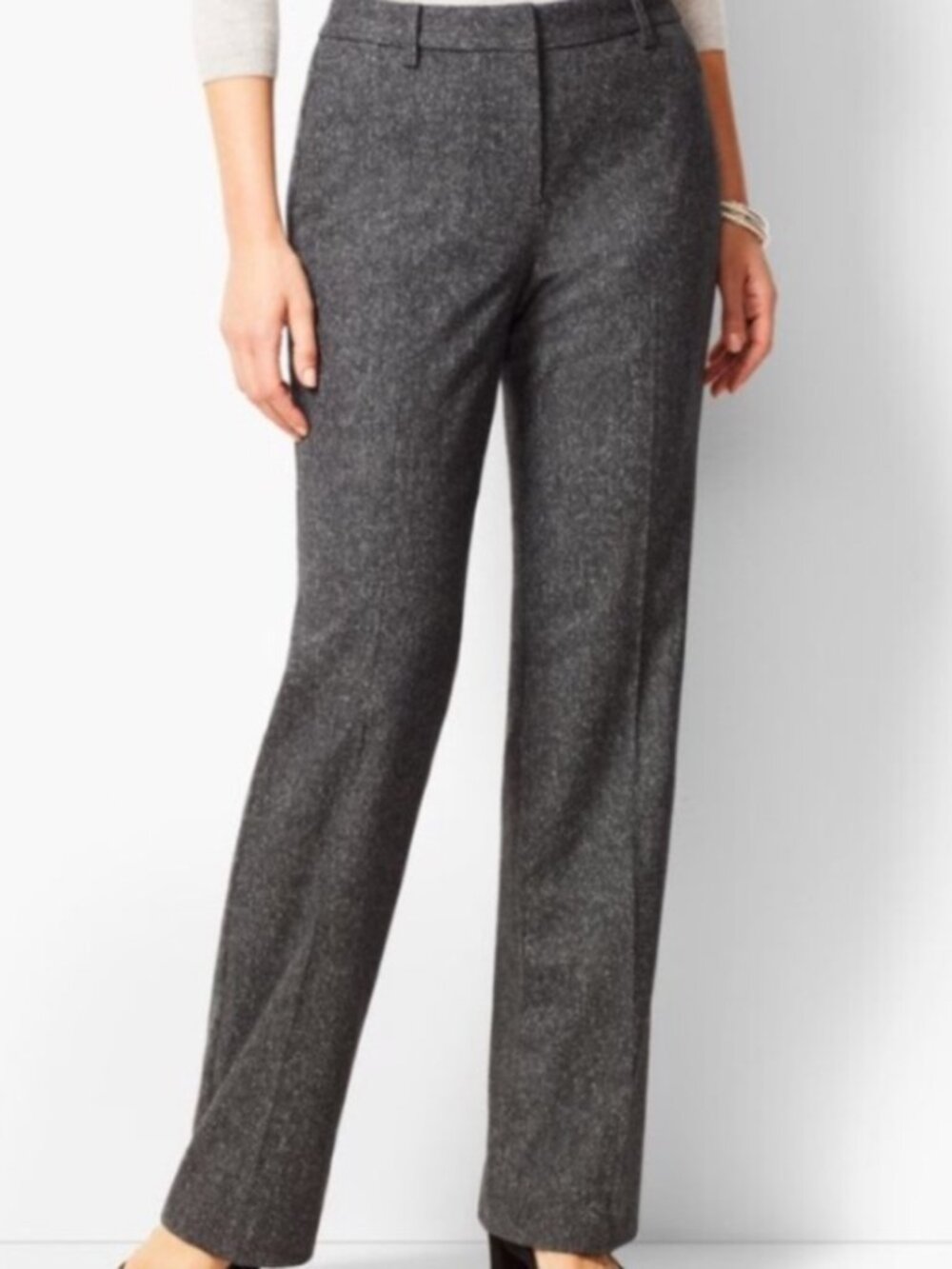 Talbots Petite Winsor Curvy Grey Black Heather Wool Blend Lined Trouser Pants 8P